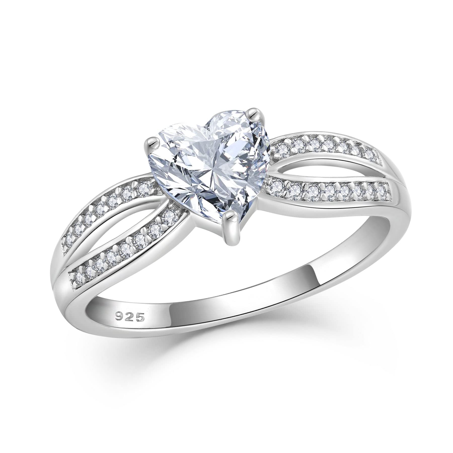 STARNNYPromise Rings for Her Sterling Silver Heart Shaped Engagement Rings 925 Sterling Silver
