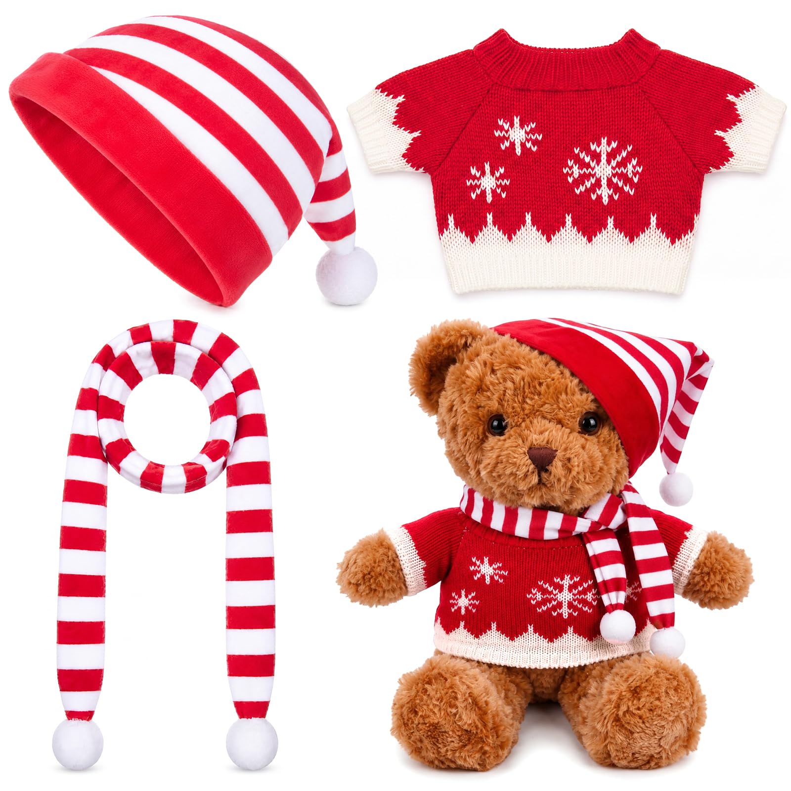 Shyyween 3 Pcs Christmas Bear Clothes for 12-16 Inch Bears,Snowflake
