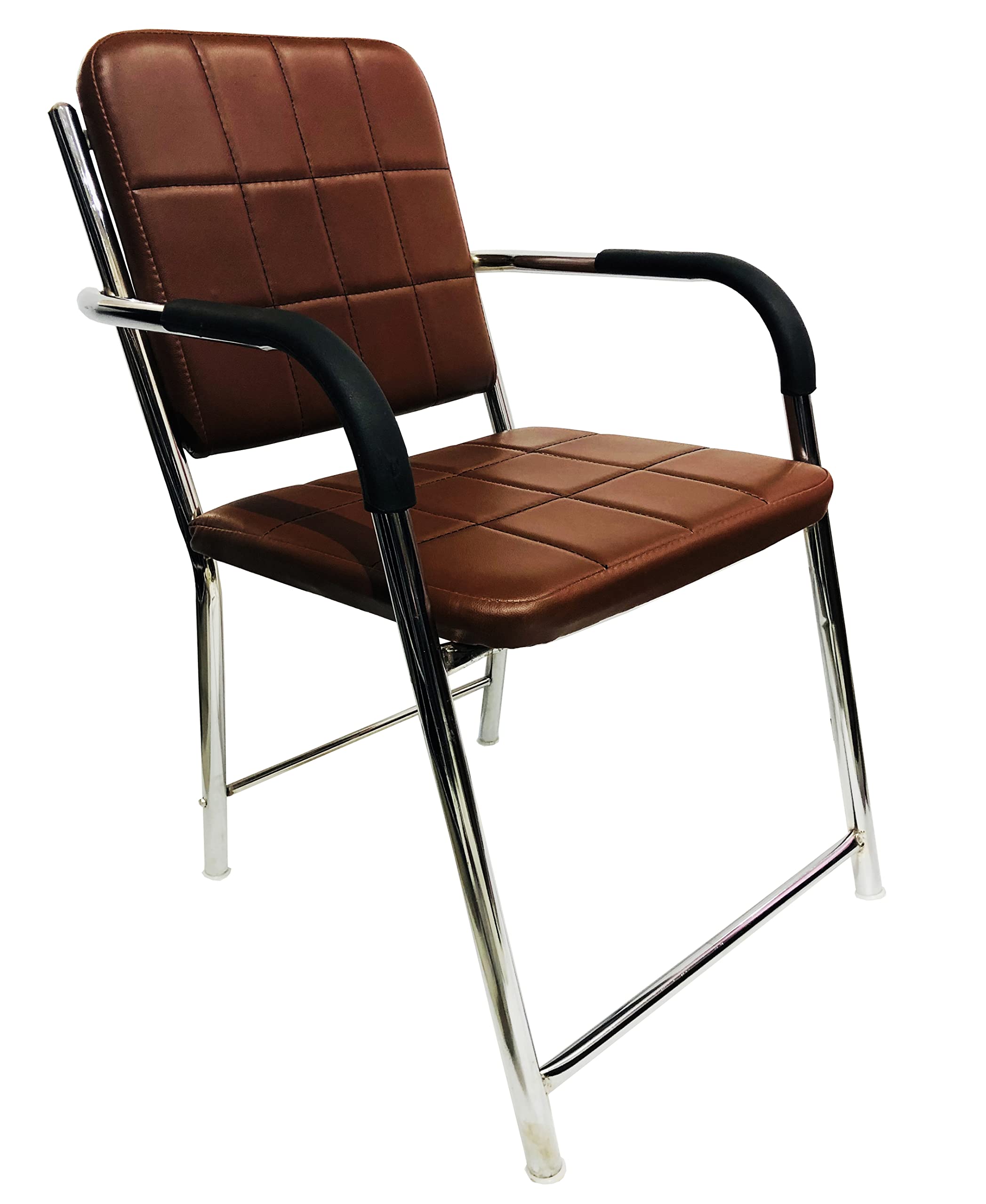 APPLE FURNITURE Office Study Computer Library Visitor Chair with arm Rest with Steel Frame and Cushion seat Back, Chair Without Wheels(Brown) (B0C2YTSTC4) Amazon Price History, Amazon Price Tracker