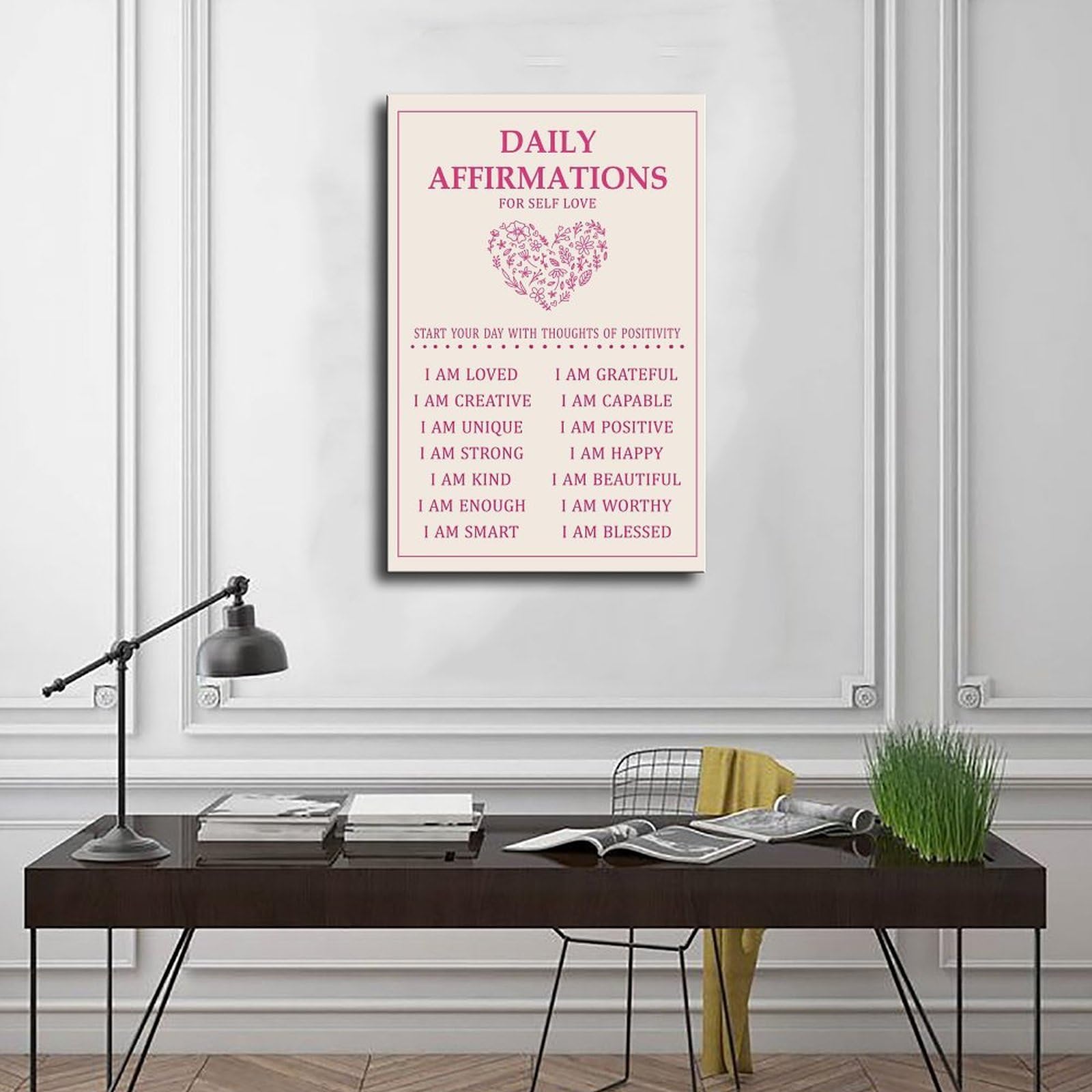 LNYLSJ Poster artistico con affermazione quotidiana, salute mentale, promemoria | Tela per soggiorno, camera da letto, casa, ufficio, stampa regalo, stile cornice, 50,8 cm di lunghezza x 76,2 cm di larghezza