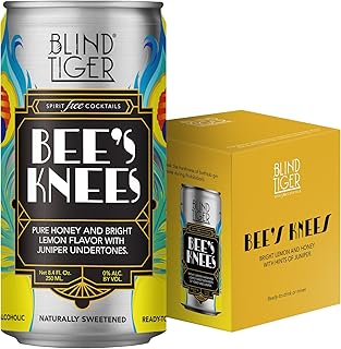 Blind Tiger Non-Alcoholic Cocktails & Mixers 8 Pack | Crafted with Clean Ingredients | Ready-to-Drink Mocktails | 8.4 fl oz Cans (Bee's Knees)