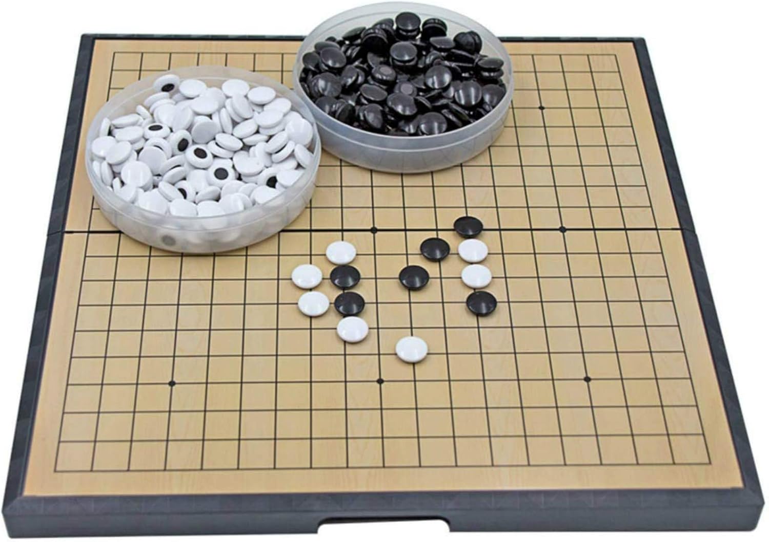 Medium Magnetic 19x19 Go Chess Set Game 11Inch/28cm Portable with Single Convex Plastic Stones and Go Board Classic Chinese Strategy for Kids & Adult
