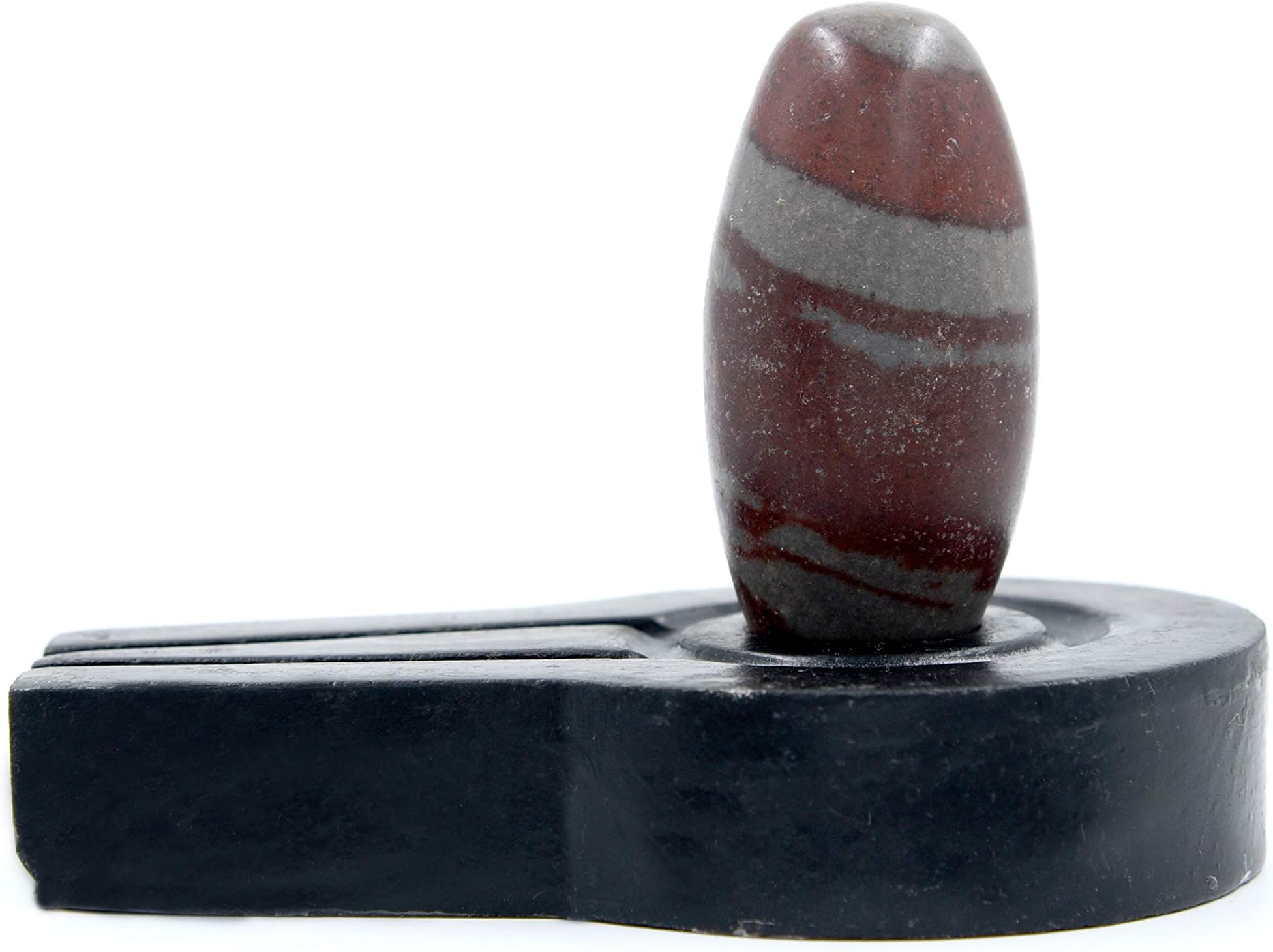 Narmadeshwar Shivling with Jaldhara Stand for Shivling Energised Natural Narmada Stone with Jaldhari Stand (Jaldhari: 4 inch, Narmadeshwar: 3 inch, Multicolour)