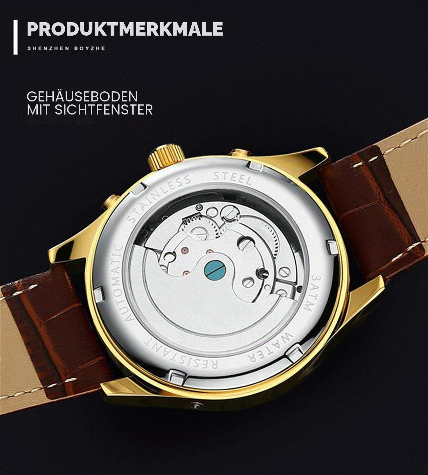 Automatische Lederuhren für Herren, luxuriös, Tourbillon, selbstaufziehend, klassischer Kalender, leuchtende, wasserdichte Uhren für Herren