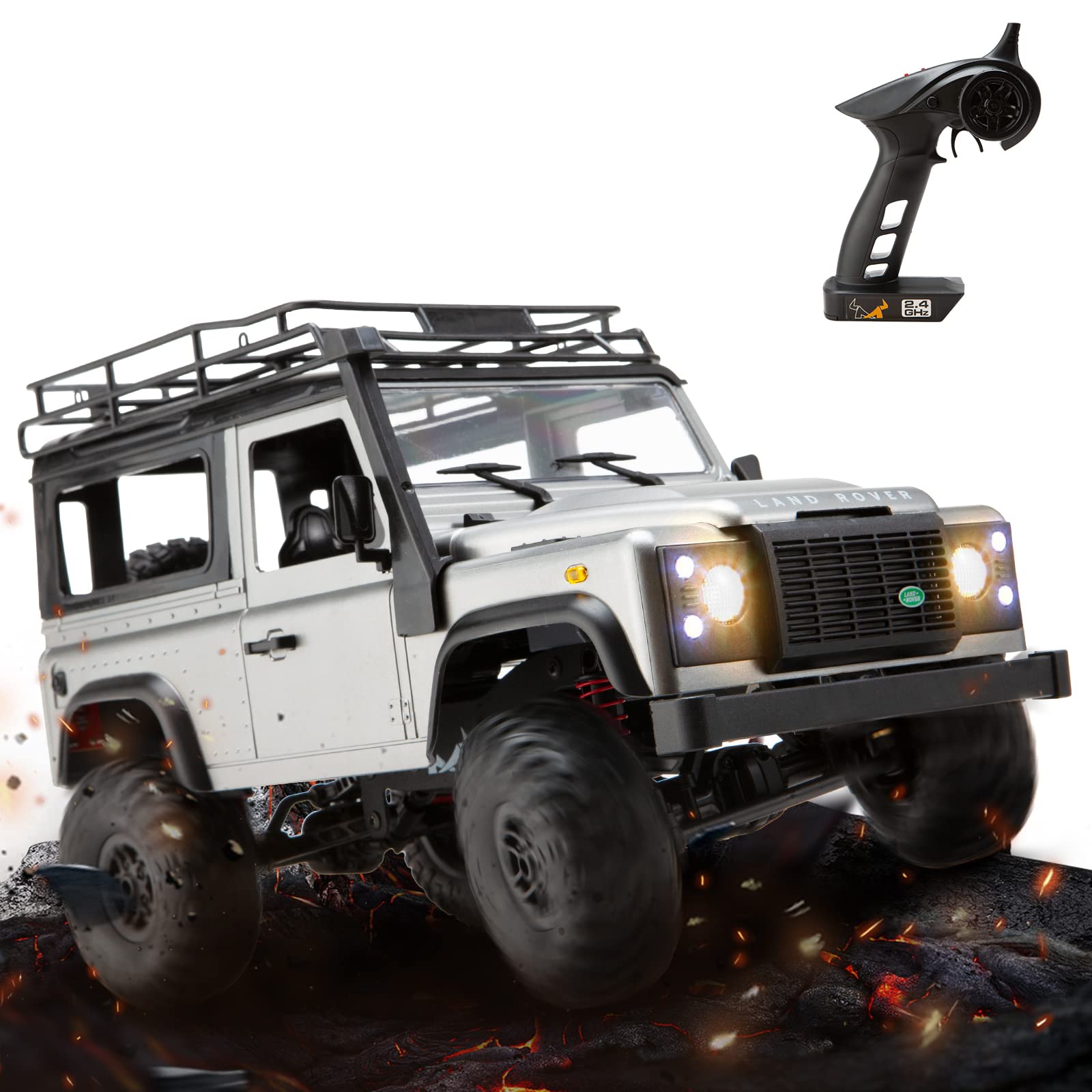 LEDライト搭載✨大型✨本格オフロード ラジコンカー イエロー 4WD 子供 LEDライト搭載✨大型✨本格オフロード ラジコンカー イエロー