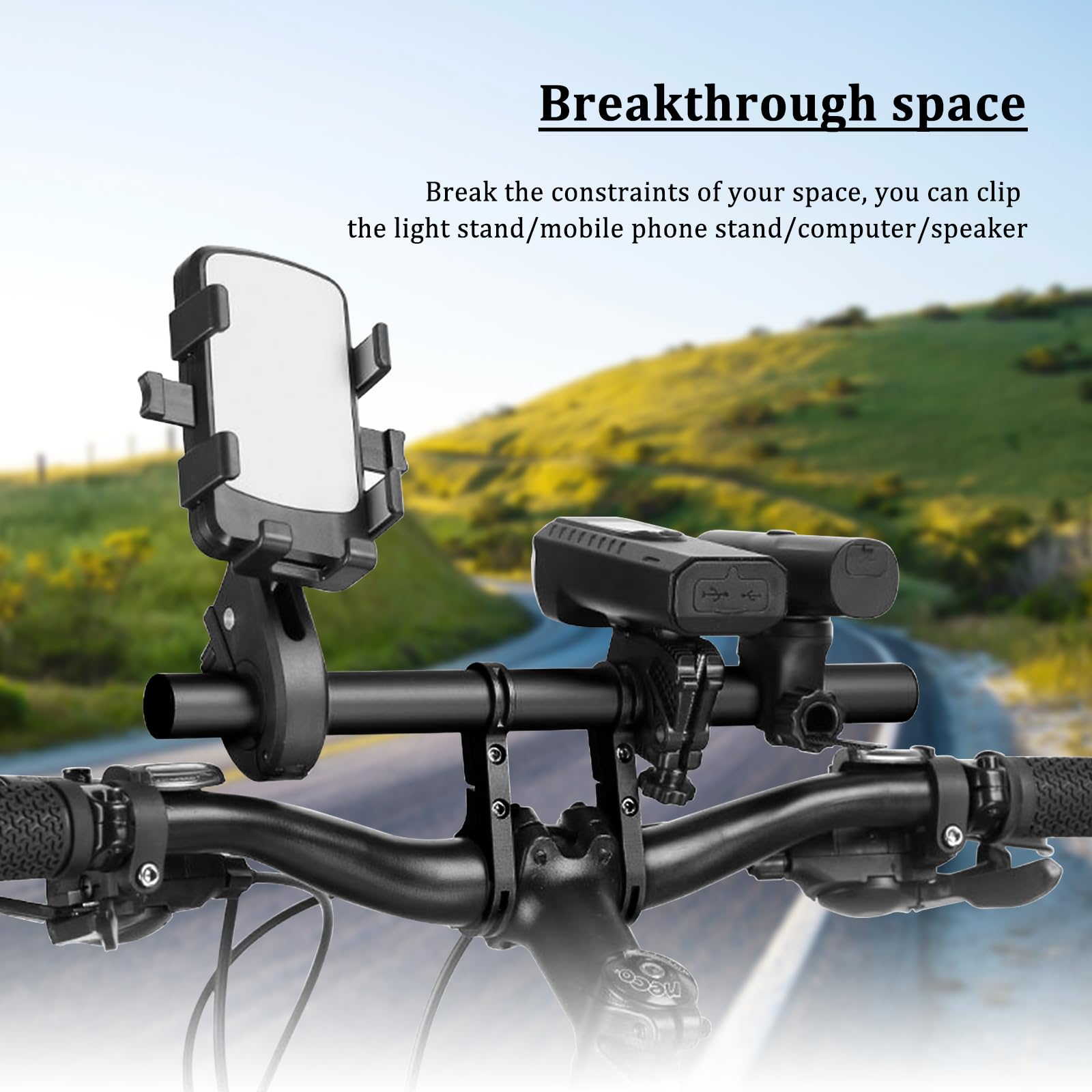 CONNECTION 30 cm Estensione Manubrio Bicicletta Estensore per Manubrio per manubri 22-33 mm Lega di Alluminio Prolunga Manubrio Bici con Chiave a Brugola Manubrio Extender per GPS Cellulare Tachimetro