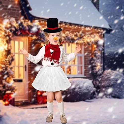 Miniatura 6 de AIHSUMC Kit de disfraz de muñeco de nieve de 9 piezas, kit de disfraz de Navidad, falda de muñeco de nieve, sombrero, zanahoria y nariz,