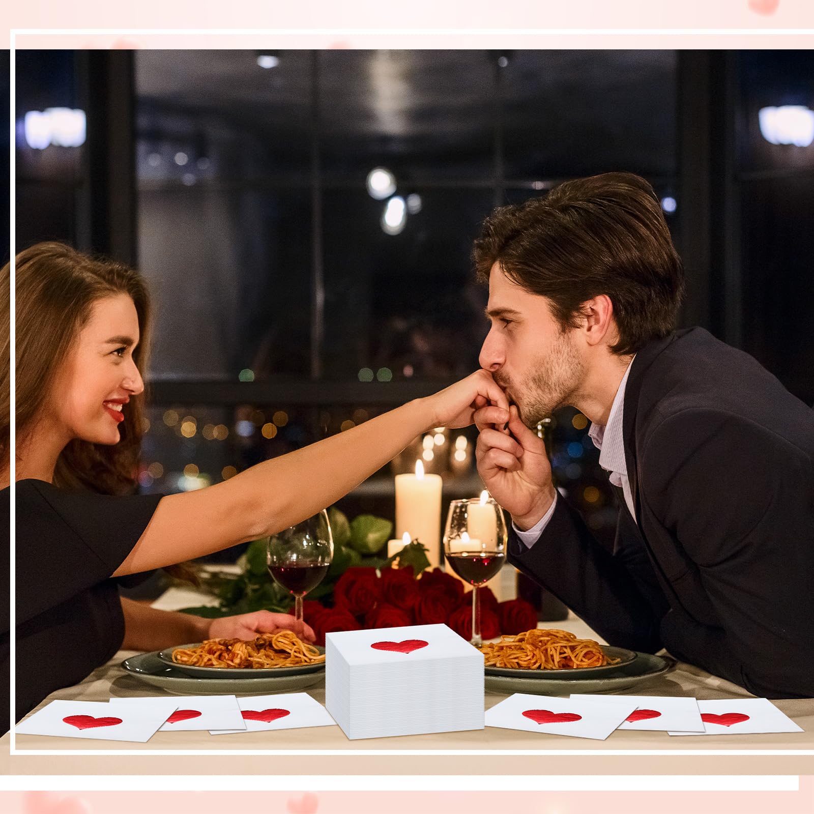 200 toallas de mano desechables de papel de aluminio rojo con corazón de amor, servilletas decorativas de papel para invitados para el día de San Valentín, fiesta, cocina, baño
