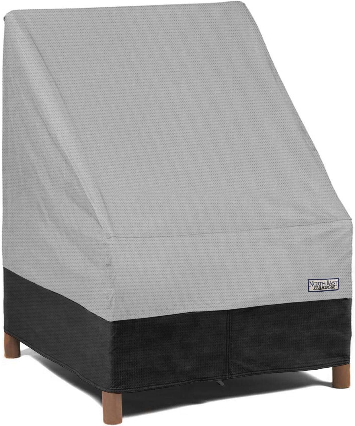 NEH Outdoor Patio Chair Furniture Cover - 32"W x 37"D x 36"H - Breathable Material, Sunray Protected, and Weather Resistant Storage Cover - Gray with Black Hem