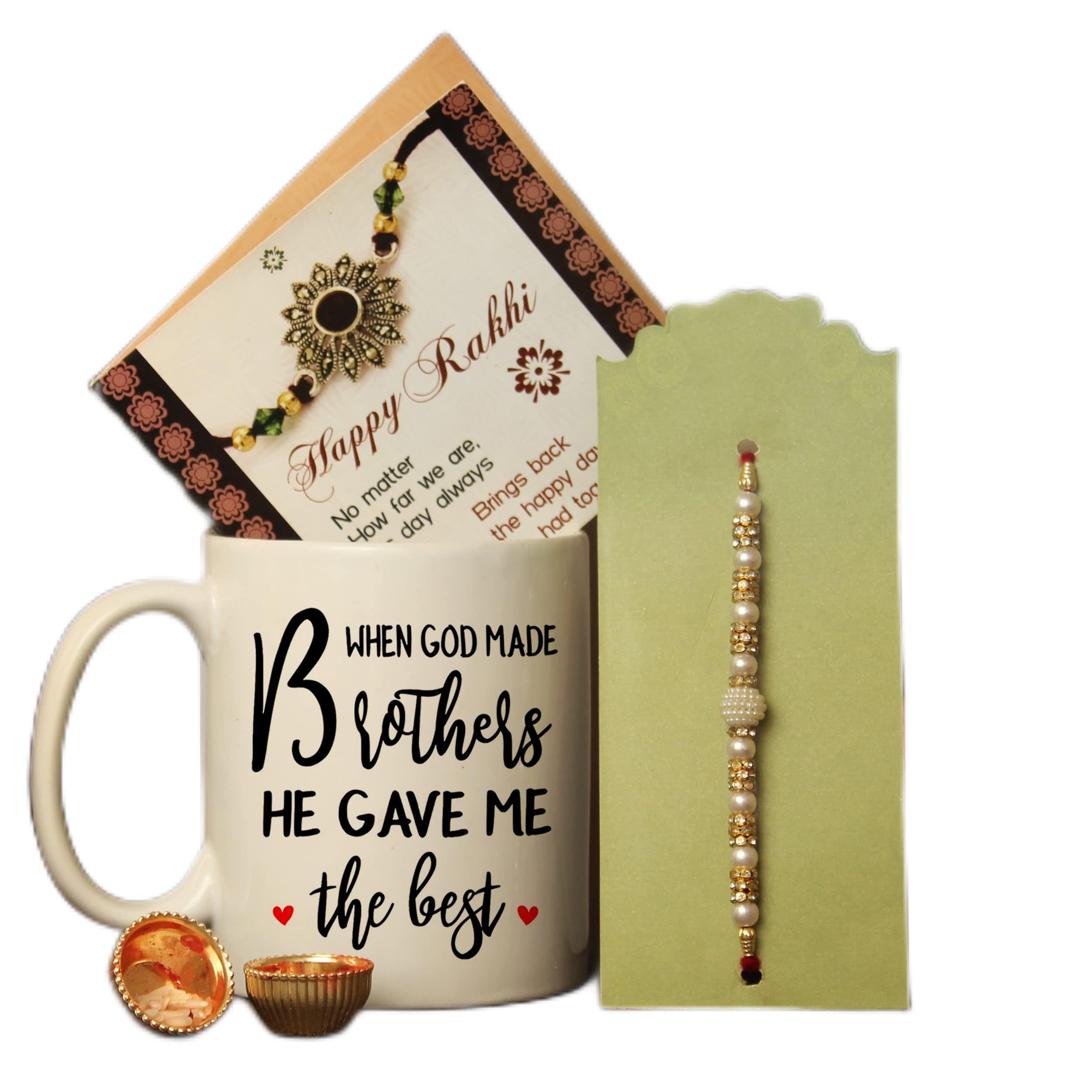 TIED RIBBONS Ceramic Rakhi For Brother With Gift - Pearl Bhaiya Men Boys Kids Printed Coffee Mug Card Tikka Raksha Bandhan (Design 4325 Ml)-image-21