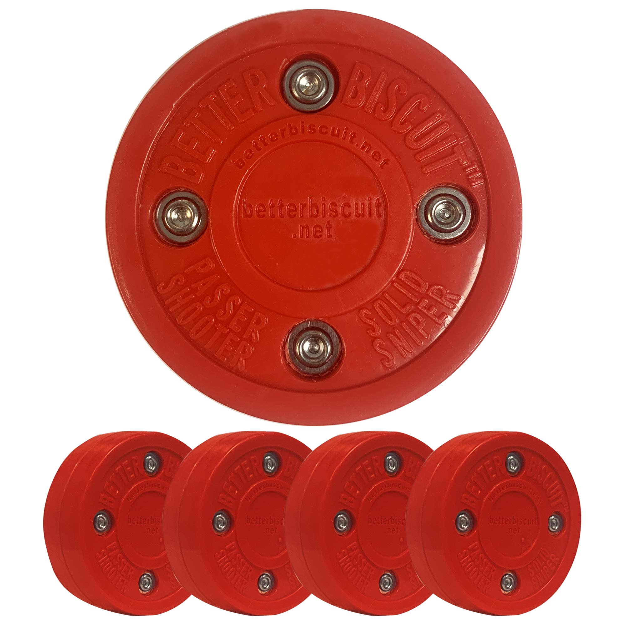 Better Biscuit The Solid Off-ice Hockey Puck - 4 Pack, Red