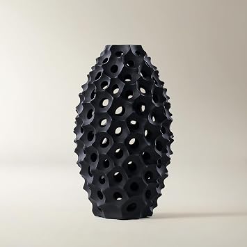 Z Gallerie Neo Vase,Hollow Out Black Vase for Flowers, Modern Decorative Vase for Home, Wedding & Party Decoration, Small