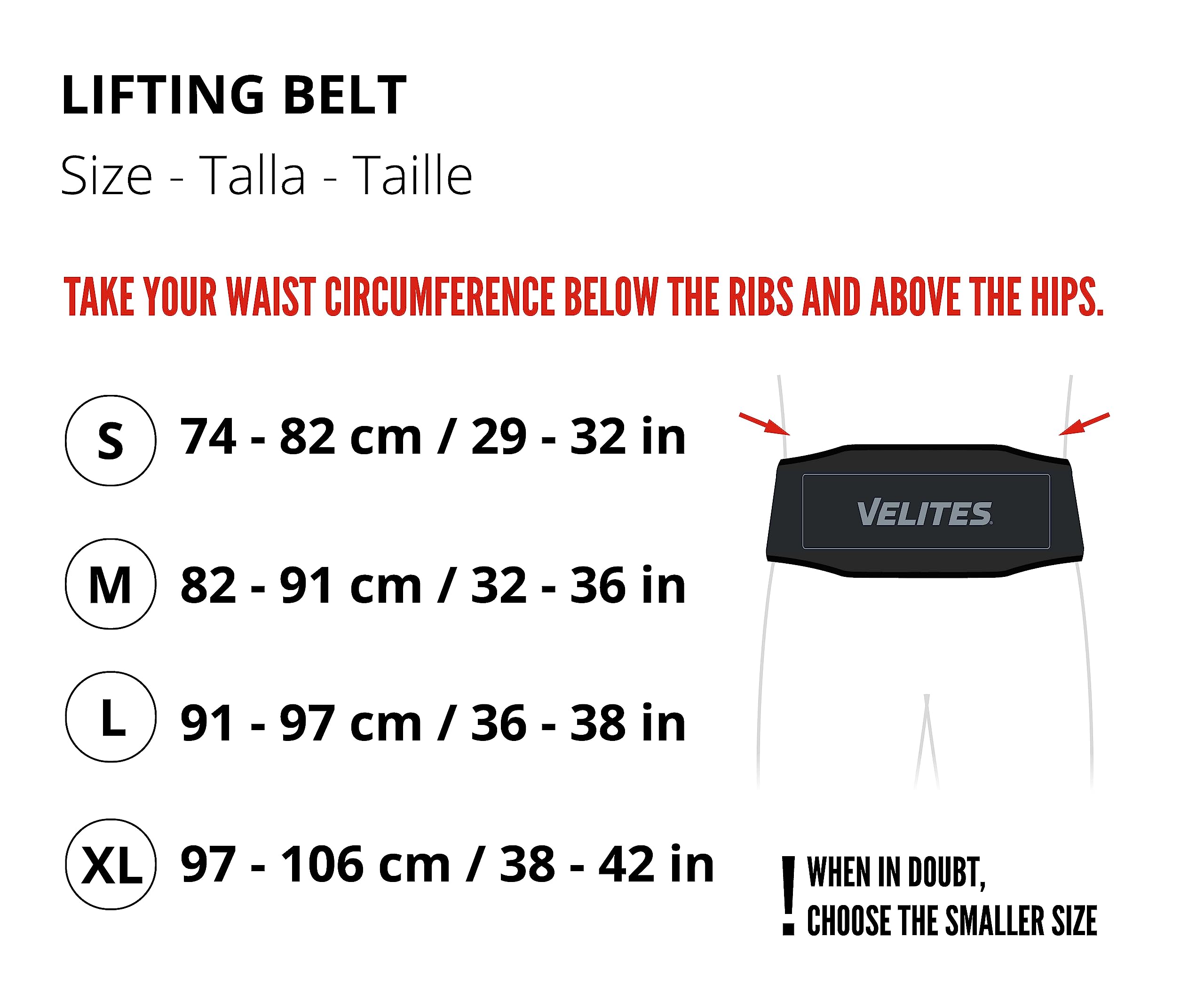 Velites Cintura lombare per sollevamento pesi, ufficiale della Real Federation di sollevamento pesi, velcro con extra aderenza, peso morto, squat, snatch e pulito