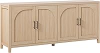 Walker Edison Sasha 70" Coastal Oak 4-Door Reeded Sideboard Buffet with Arched Doors & Cord Management