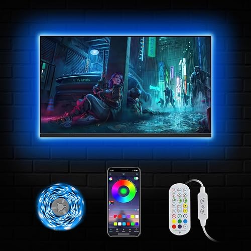 Retroiluminación LED para TV, luces LED alimentadas por USB de 16.4 pies para TV de 65 a 80 pulgadas, luz de TV LED, tira de luces LED RGB que