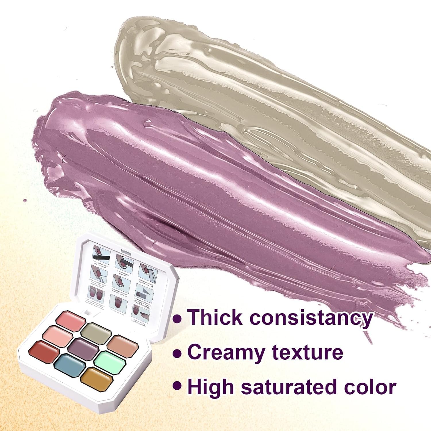 THR3E STROKES Solid Cream GelPolish Set, 9 Colors Pudding Gel Nail Polish Palette with Nail Brush, Nude Pink Orange Red Solid Gel Polish Nail Art Kit Soak Off Portable Gift for Girls/Friend DIY Home (F) 4