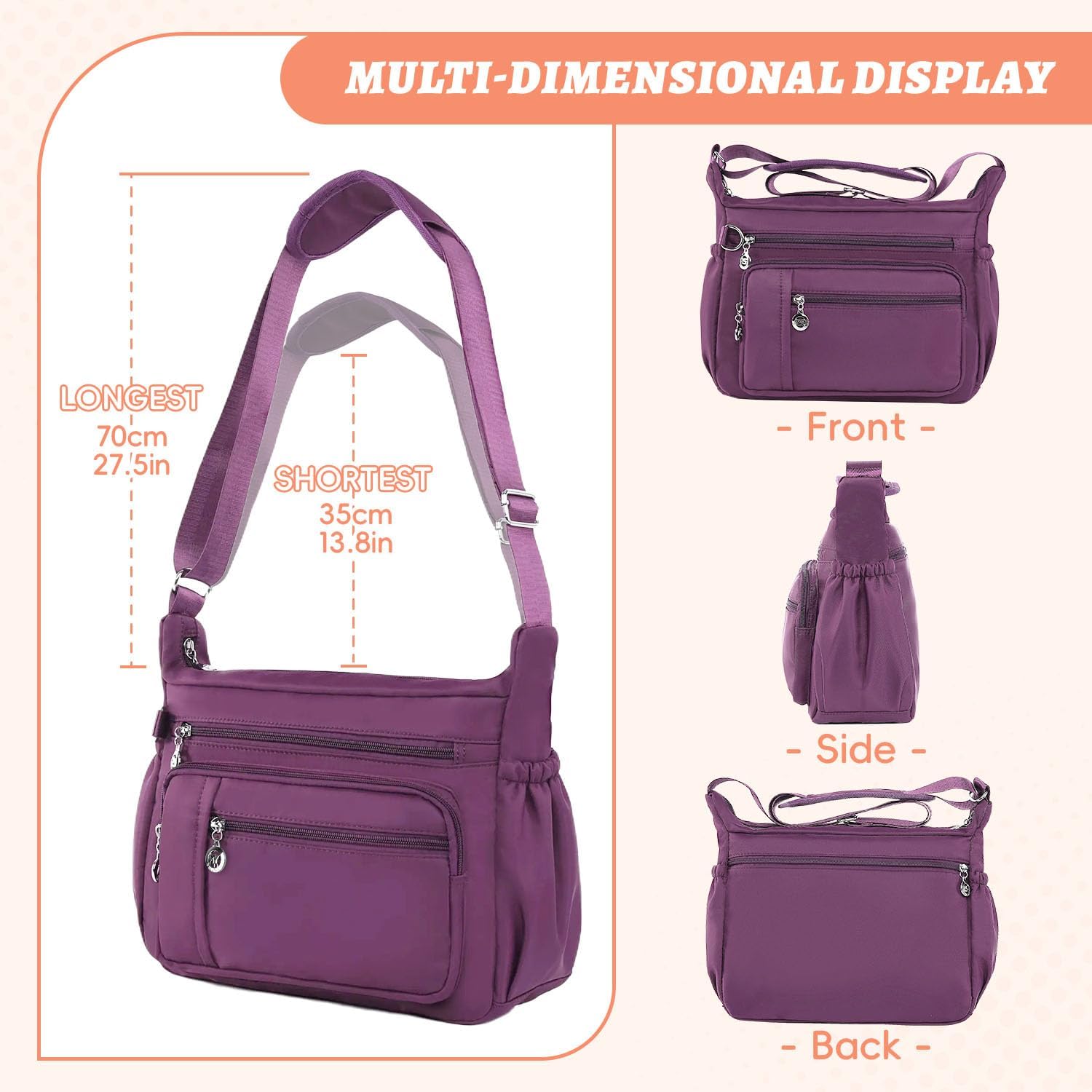 YouNuo Cross body Purse, Nylon Crossbody Bags for Women with Pockets and Compartments, Waterproof Crossbody Shoulder Handbags | Nylon, with Pockets, and Compartments, Waterproof
