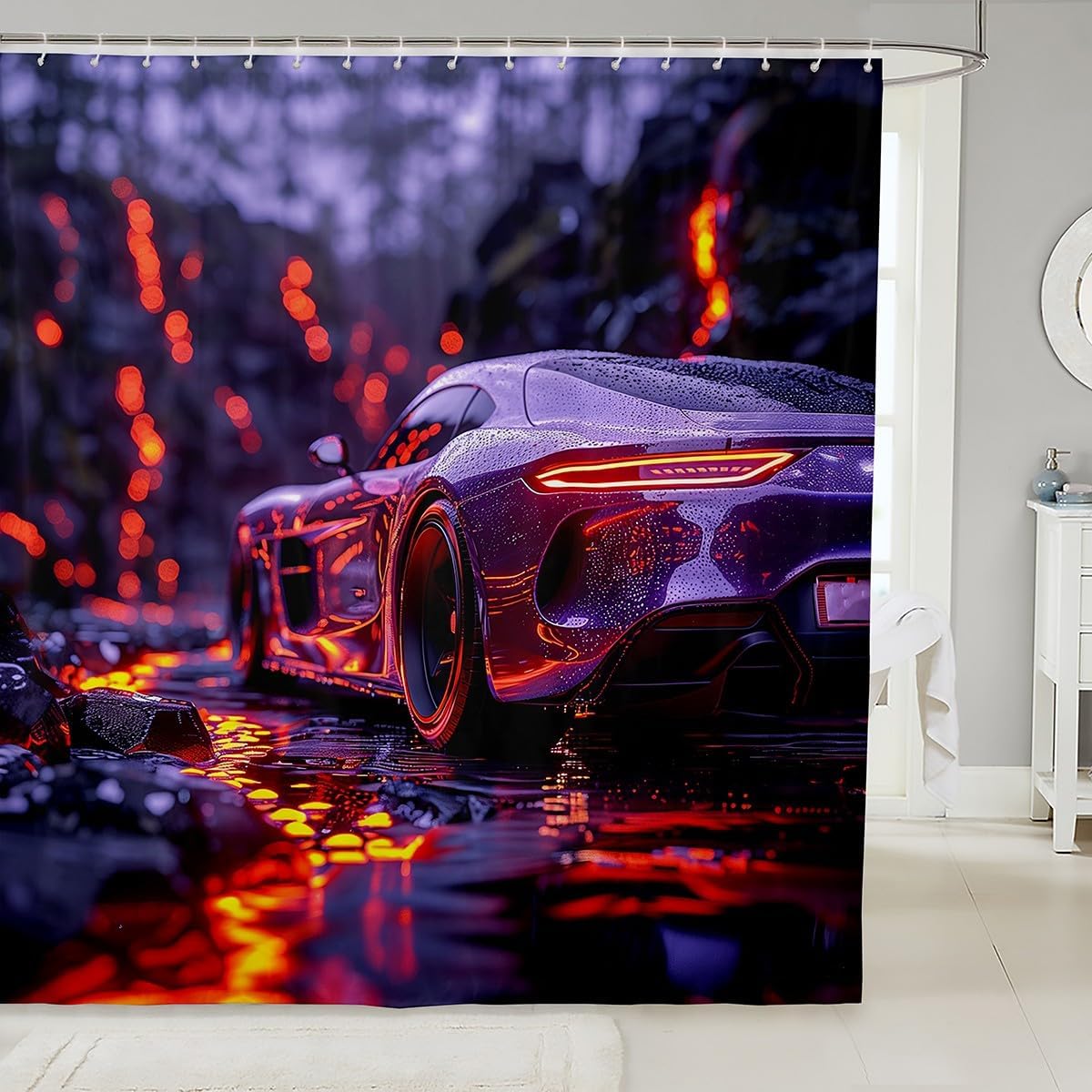 American Flag Waterproof Bathroom Curtain For Kids Boys Western Eagle Shower Curtain 72x78,Wild Animal Wildlife Waterproof Fabric Classic Geometric Stripes Waterproof Cloth Vintage Lodge Bath Curtain