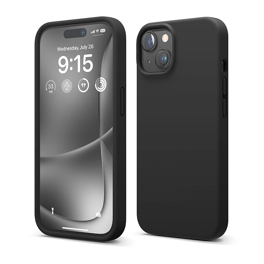Immagine del prodotto elago Cover Silicone Liquido Compatibile con iPhone 15 Case, Custodia Silicone Premium, Protezione Completa (Struttura Antiurto a 4 Strati), Fodera in Morbida Microfibra Antigraffio (Nero)