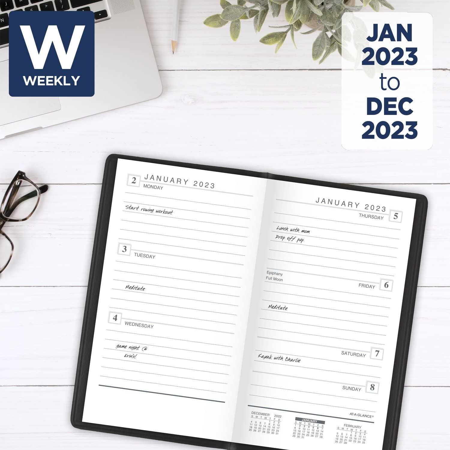 AT-A-GLANCE 2023 Weekly Pocket Calendar, Planner, 3-1/4" x 5-3/4", Pocket Size, Designer Cover, Black (7040205) - Image 3