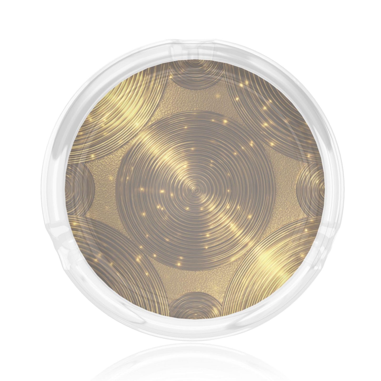 Metallic Gold Circular Motifs Glass Ashtray For Cigarettes Ash Trays Case For Home Office Decor