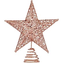 BinaryABC Christmas Tree Topper Star,Glittering Christmas Tree Decoration Ornaments,20cm (Rose Gold)