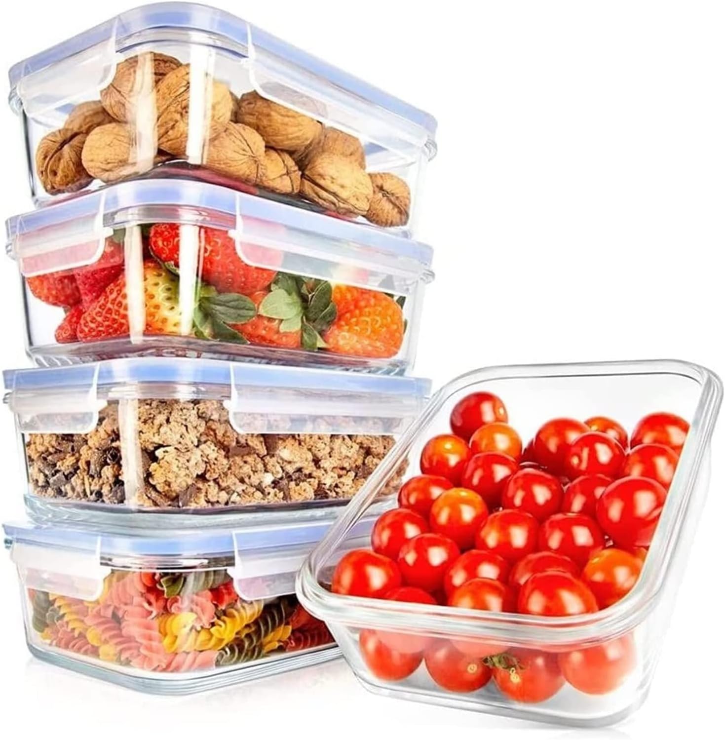 ARIMIS 10Piece Glass Food Storage Containers Stackable
