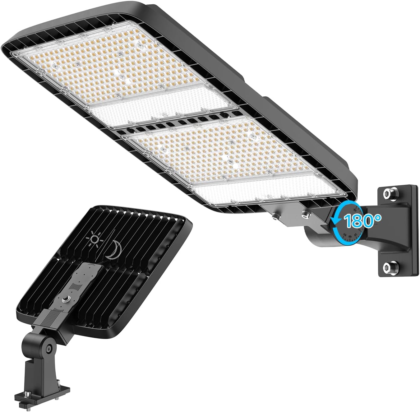 LED Parking Lot Light, 300W LED Street Light with Dusk to Dawn Photocell, 5000K Daylight, IP65 Waterproof, Adjustable Arm Mount, AC 120V, Commercial Outdoor Lights for Parking Lot, 1 Pack