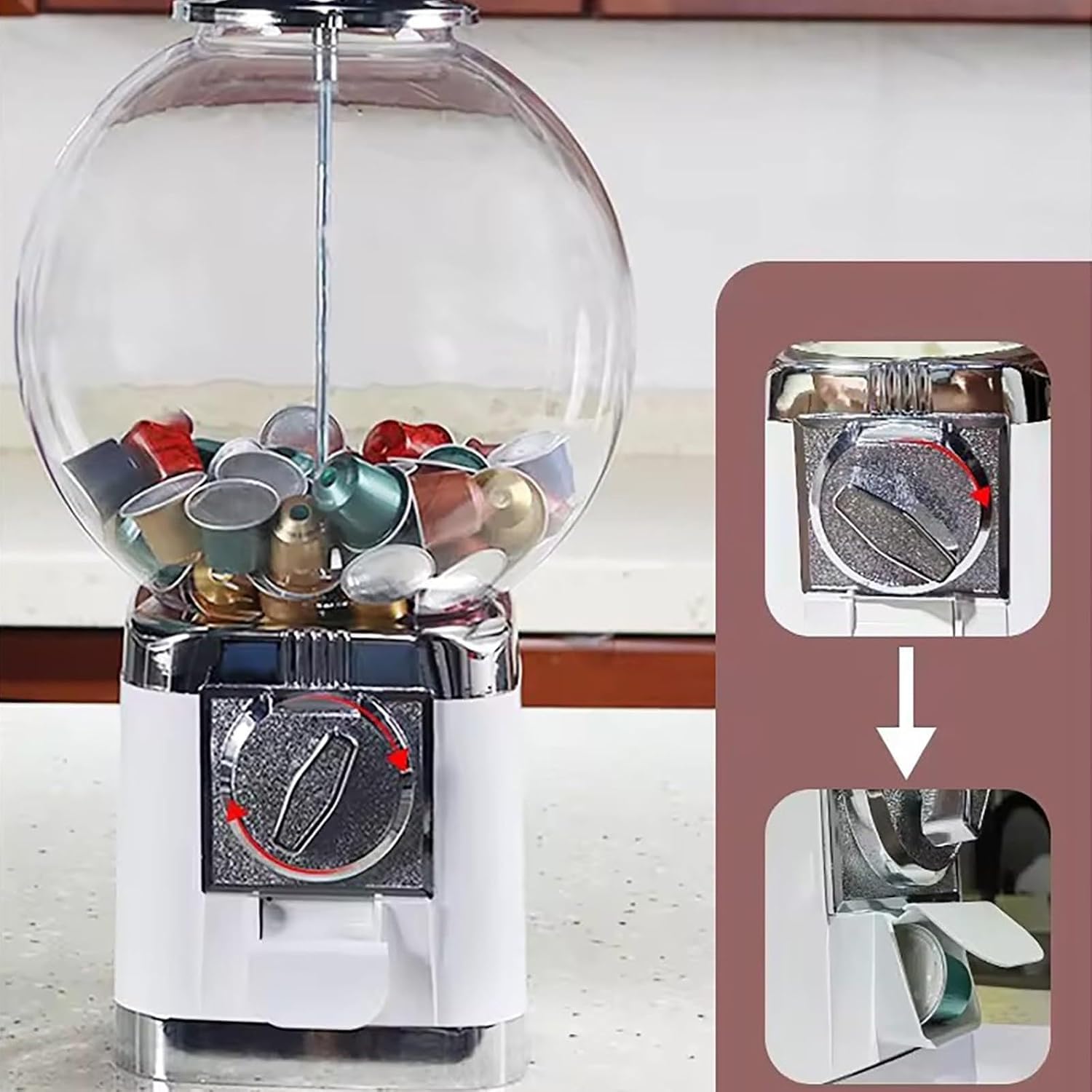 Automat z kulkami, ekspres do kawy Gashapon, automaty na kapsułki na monety, mini dozowniki do cukierków gumowych, lekkie okrągłe automaty do nagród z piłką zabawkową T M