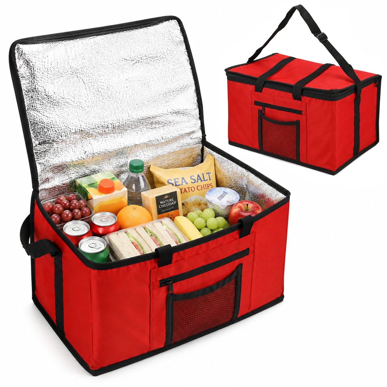 Taylor & Brown Soft Cool Bag, Cooler Bag Box, 26L Thermal Food Delivery, Large Insulated Picnic Lunch Bag, Grocery Shopping Bags for Camping BBQ Shopping Fishing Outdoor Activities (Red, 1) โ image 1