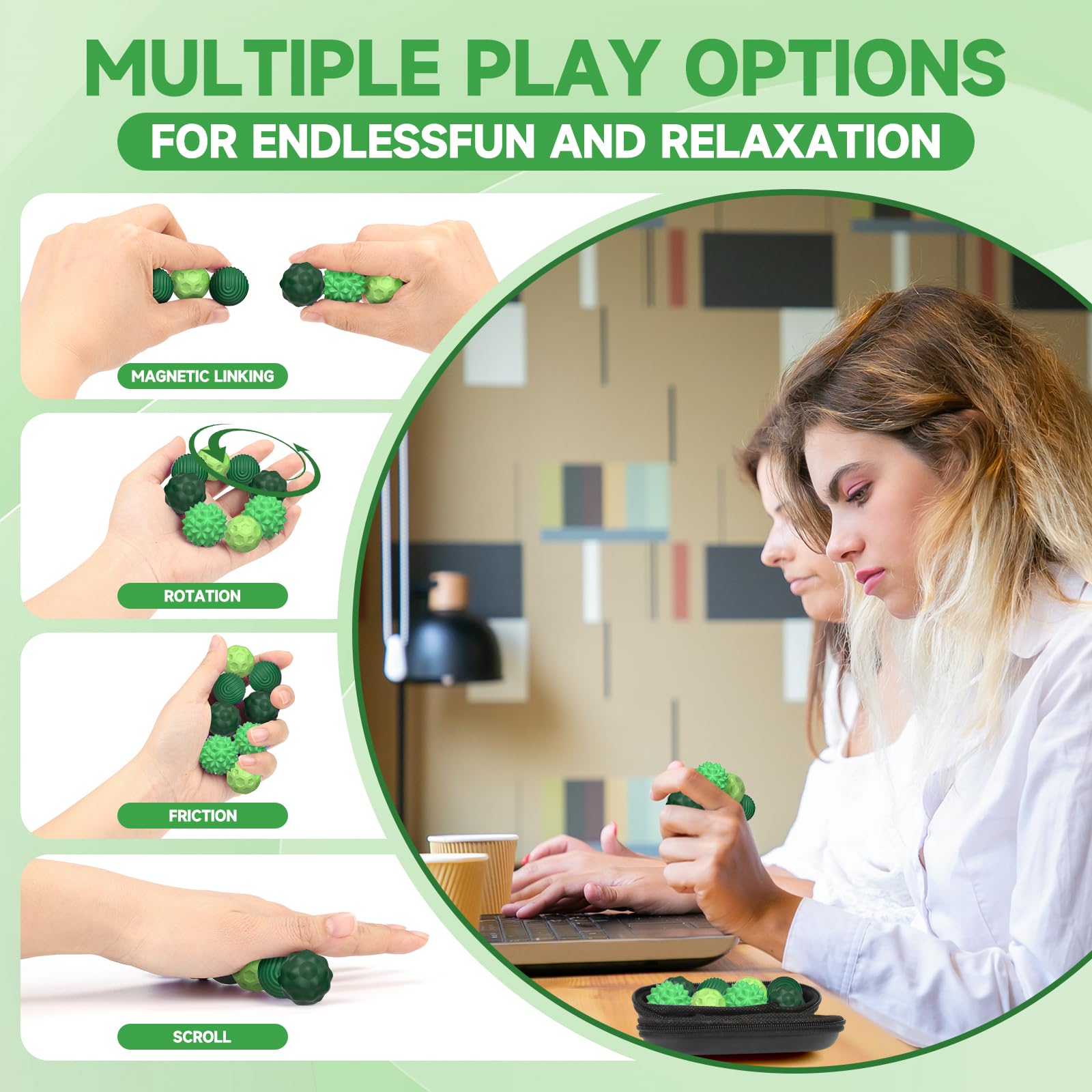Juego De 8 Bolitas Magnéticas Anti-Estrés De Silicona - Juguete Sensorial Para Adultos Y Niños, Alivio De Ansiedad