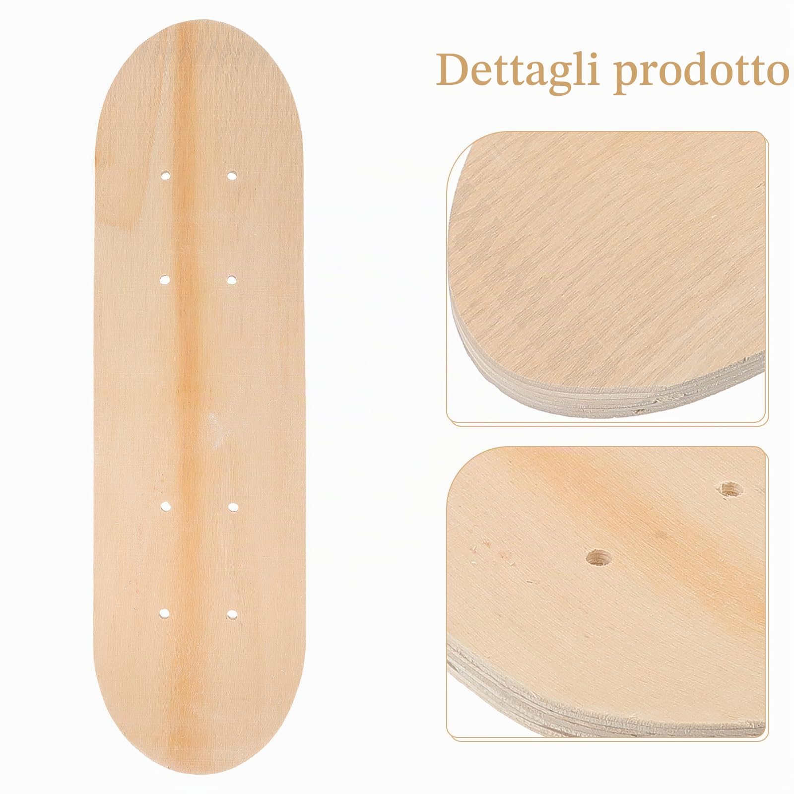 Abaodam Tavola Da Skateboard Vuota in Legno 7 Strati Fai Da Te Per Graffiti Bambini Skateboard Deck Sostitutivo Con Fori Preforati 16.93X4.92X0.39In