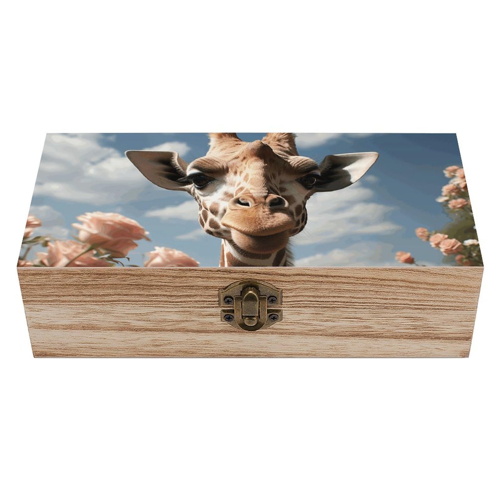 NONHAI Wooden Storage Box Beautiful Giraffe Wood Gift Box with Hinged Lid Vintage Decorative Jewelry Boxes Memory Box for Jewelry Art Hobbies Home Storage Treasure Keepsake Gift 7.9''x3.9''x2.3''