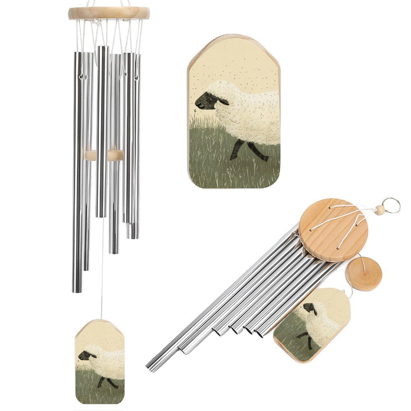 Carillon à vent commémoratif mouton 52cm pour l'extérieur au son profond