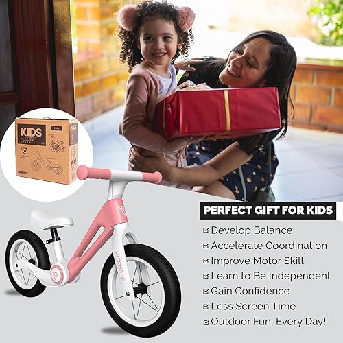 Miniatura 3 de Vitchelo Bicicleta de equilibrio plegable de 12 pulgadas, sin pedales, bicicleta de equilibrio para niños de 2 a 6 años, bicicleta deportiva con