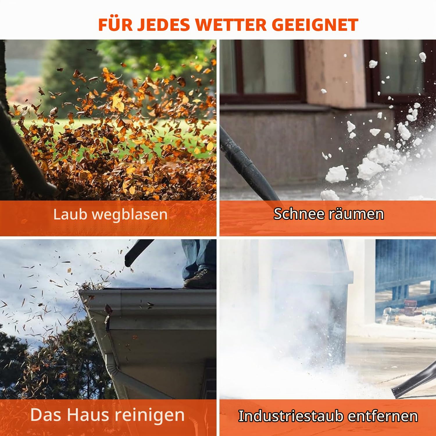 Laubbläser, 26cc, Benzin, 7500rpm, für Garten und Schnee | 2-Takt-Motor; leicht; für Laub, Schnee und Staub.