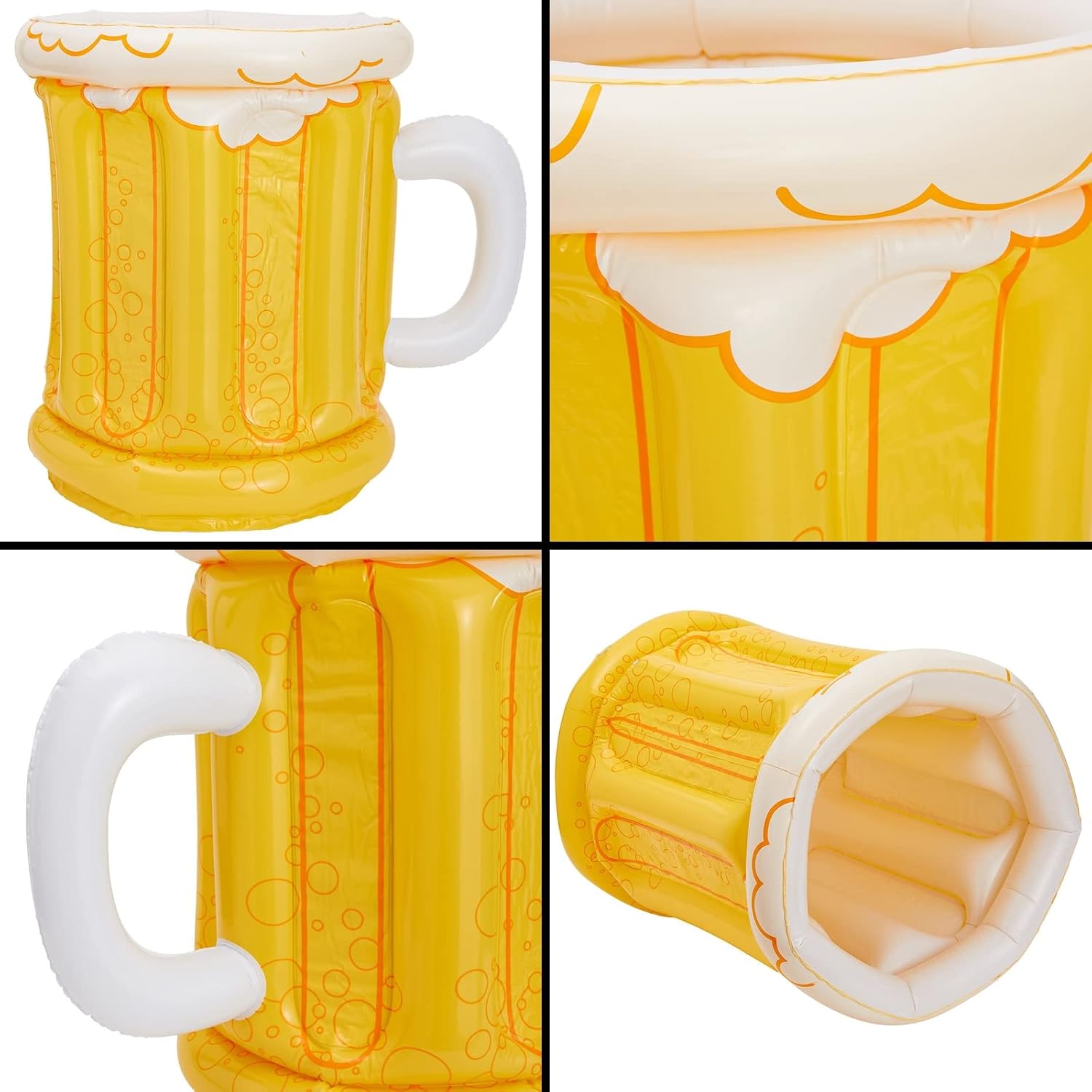 Inflatable Beer Mug Cooler for Pool Party Supplies, BBQ, Beach Parties (23 in)