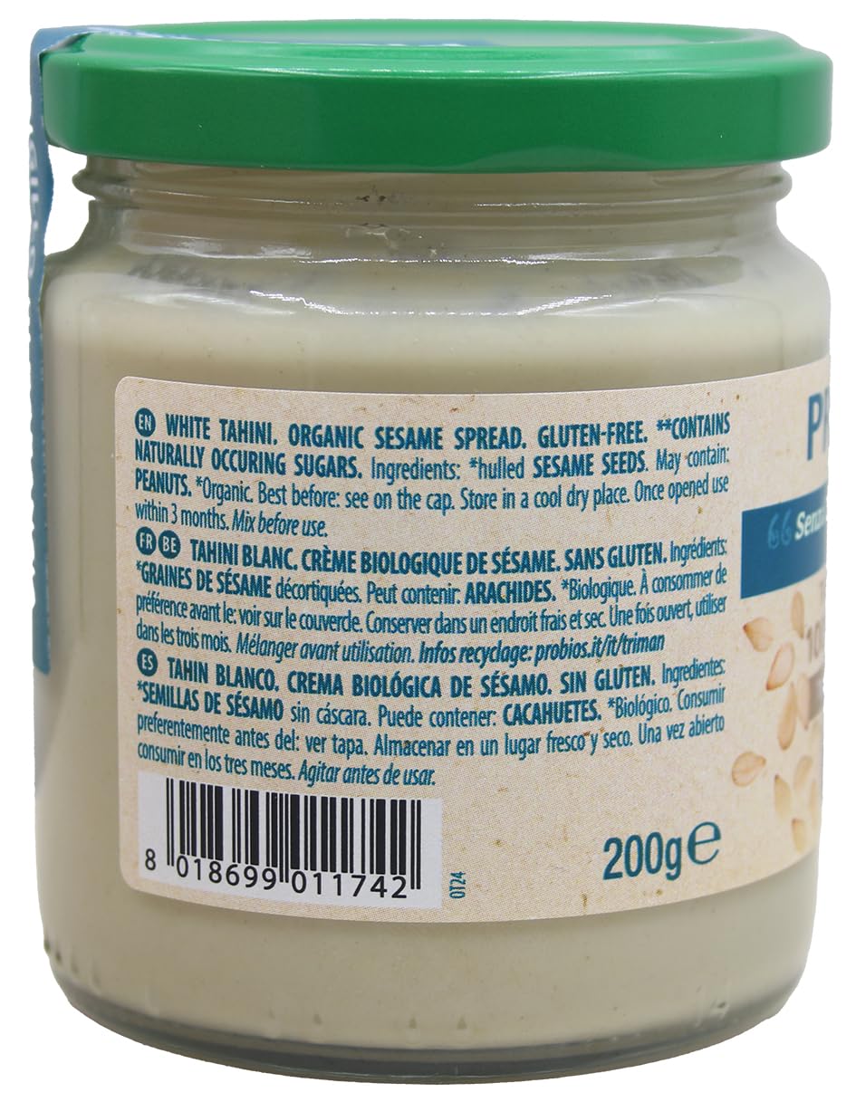 Probios Crema Tahini Light - Crema di Sesamo Tahina Premium - Salsa Tahini Ricca e Cremosa per Hummus e Salse - Confezione da 6 x 200 g