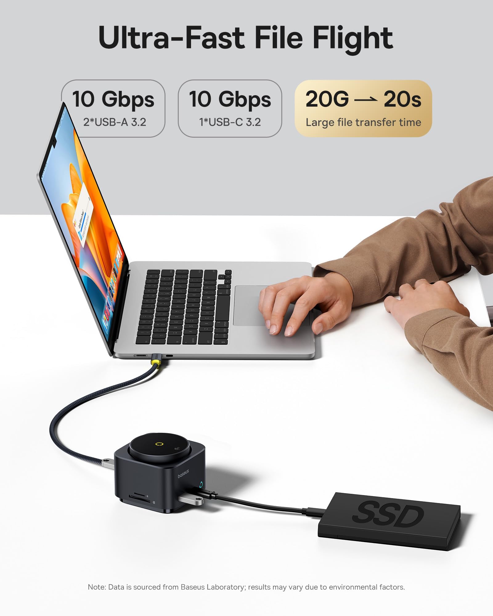 Baseus stacja ładująca i dokująca 7 w 1 Magsafe USB C, z ładowarką bezprzewodową Qi2 15 W, 4K 60 Hz HDMI, 100 W PD, 10 Gbps USB, czytnik kart SD kompatybilny z iPhone 16/15/Mac/Dell/HP/Surface