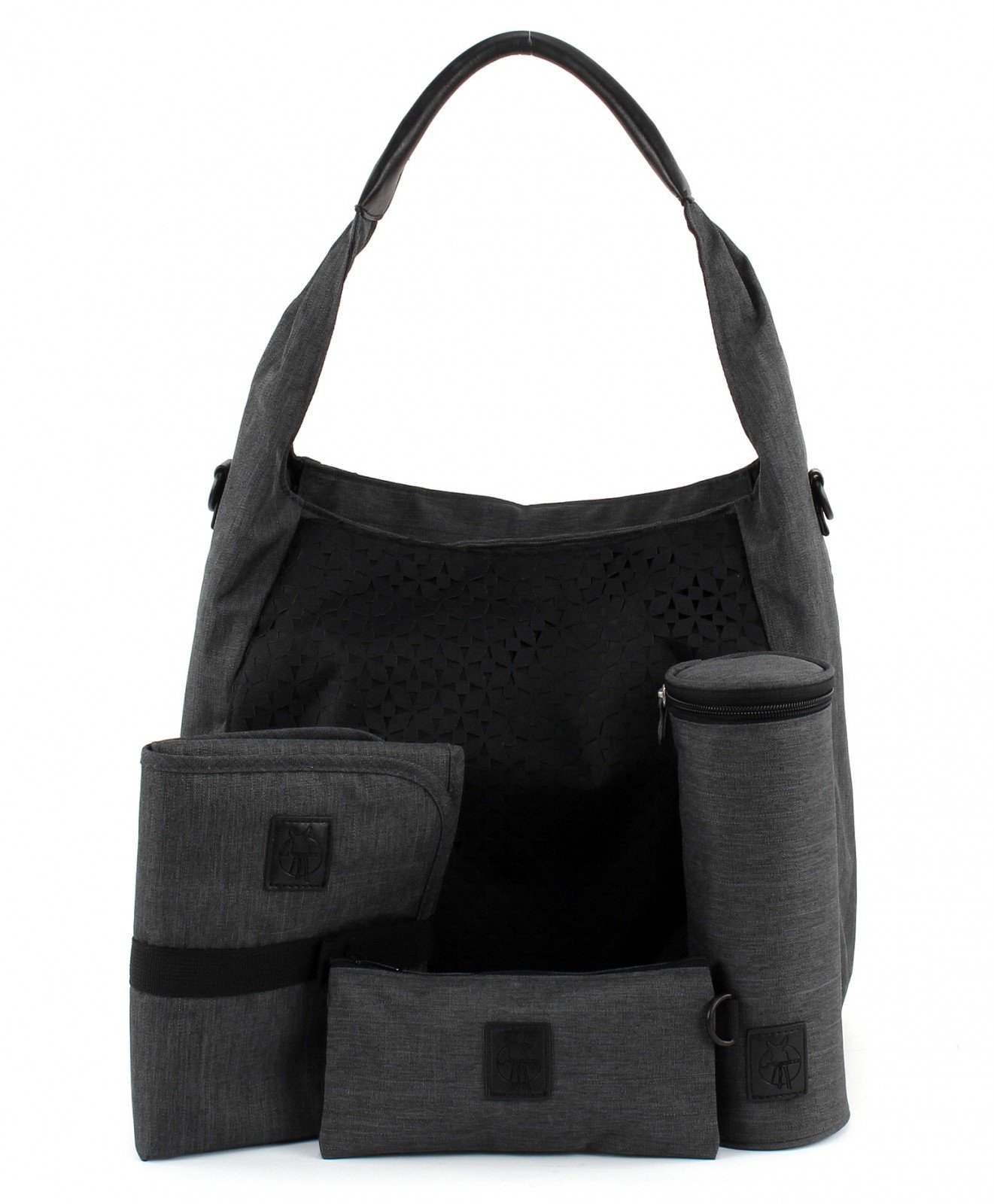 LÄSSIG Baby Wickeltasche Babytasche Stylische Tasche inkl. Wickelzubehör/Casual Hobo Bag Black