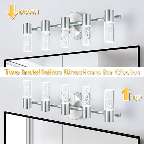 Miniatura 7 de Modernos accesorios de iluminación de baño sobre espejo, 5 luces de tocador, lámpara de pared regulable de 3000-6000 K para baño, espejo, sala de