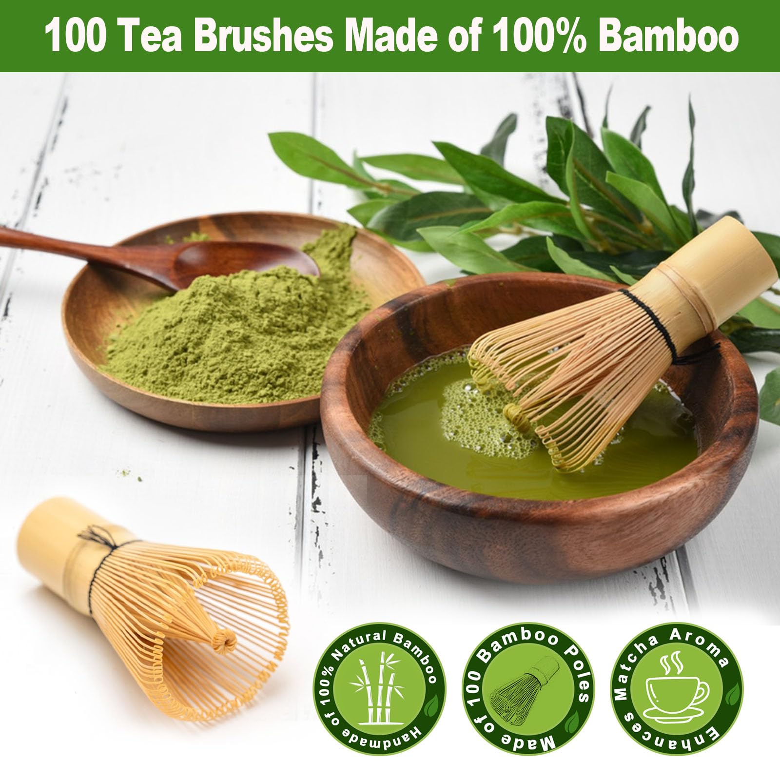 VMUTGA MA-01 Accessorio per Cerimonia del Matcha Giapponese, Frusta al Matcha (Chasen), Frusta in Bambù Naturale Chasen Tradizionale a 100 Bastoncini Matcha