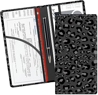 Leather Car Registration and Insurance Card Holder, Cute Car Accessories Vehicle Glove Box Car Organizer for Documents, Cards, License Luxury Black Leopard