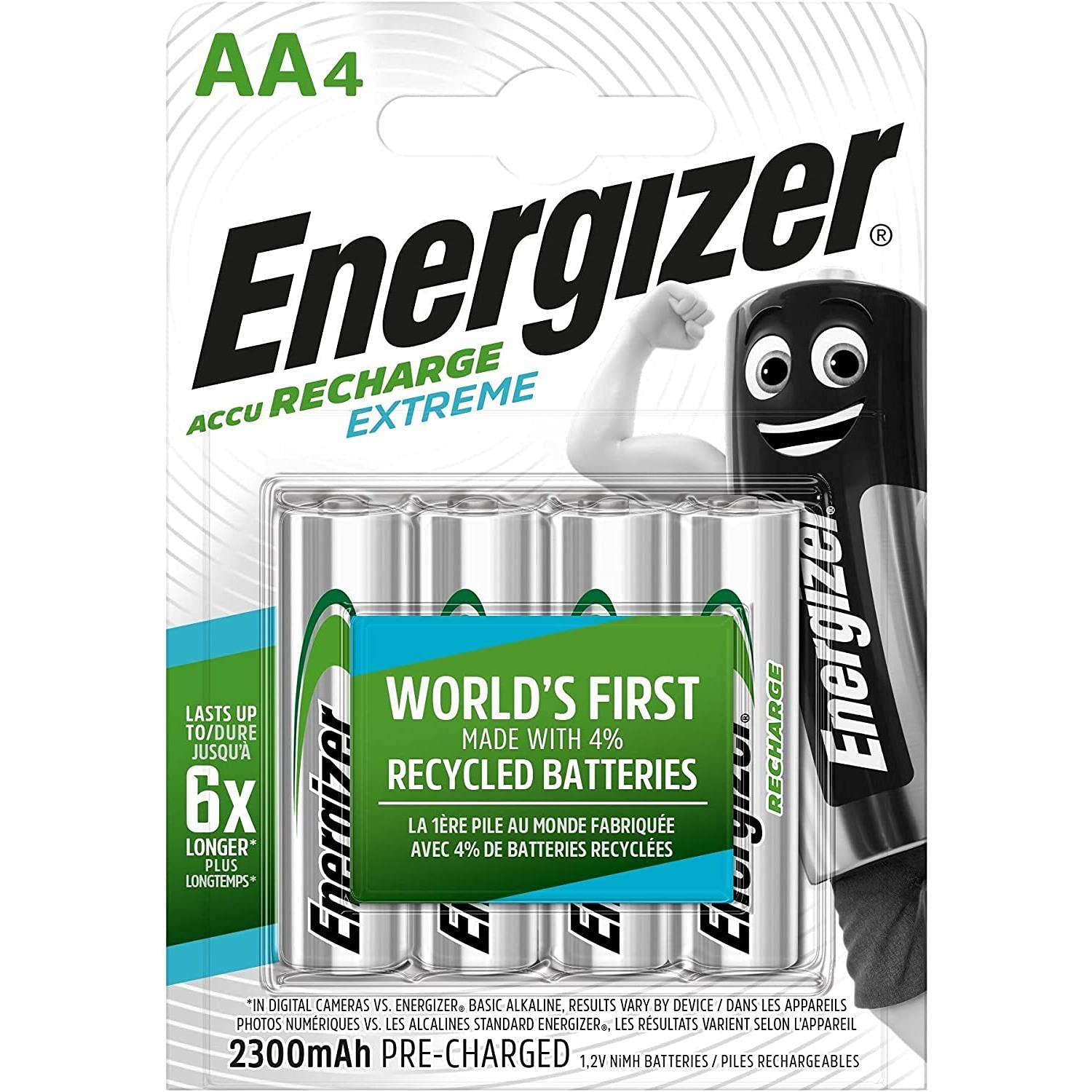 ENERGIZER Lot de 3 Blisters de 4 Accus Piles rechargeables HR6 Extreme AA 2300mah