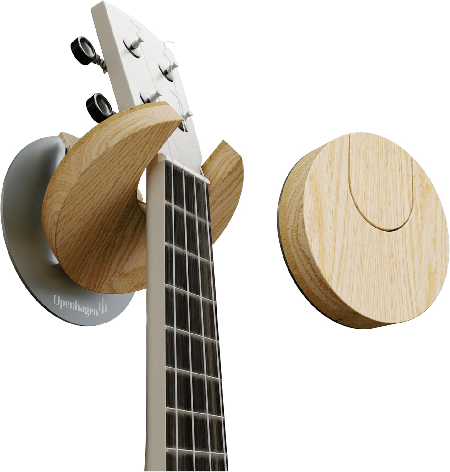 World’s Only - Collapsible Ukulele Wall Hanger and Ukulele Wall Mount - Patented - Danish Design - Space Saving - Wooden - Oak Color - Scratch Proof - Award Winning