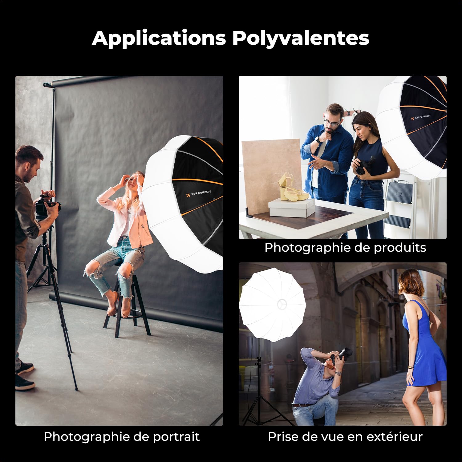 K&F Concept Softbox Lanterne, 90cm, Profondeur Réglable, Dégagement Rapide