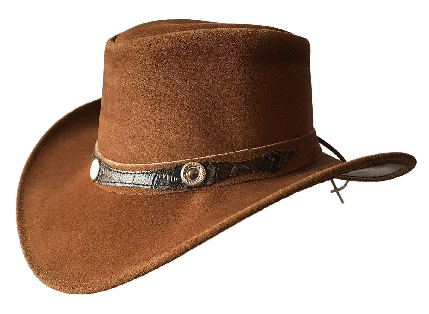 BRANDSLOCKLeather Cowboy Hat for Men Women Lightweight Handcrafted Western Shapeable Wide Brim Durable Cowgirl Outback Hat