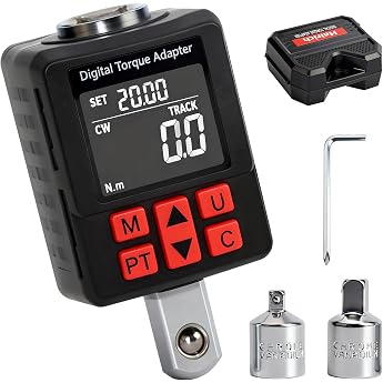 Digital Torque Adapter 1/2 Inch 10-210 N.m Torque Adapter Set with Preset Bearing Buzzer LCD Display   1% Error Accuracy 1/4 Inch 3/8 Inch Adapter for Car Motorcycle Bicycle