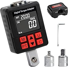 Digital Torque Adapter, 1/2 Inch 10-210 N.m Torque Adapter Set with Preset, Bearing, Buzzer, LCD Display, ± 1% Error Accuracy, 1/4 Inch 3/8 Inch Adapter for Car, Motorcycle, Bicycle