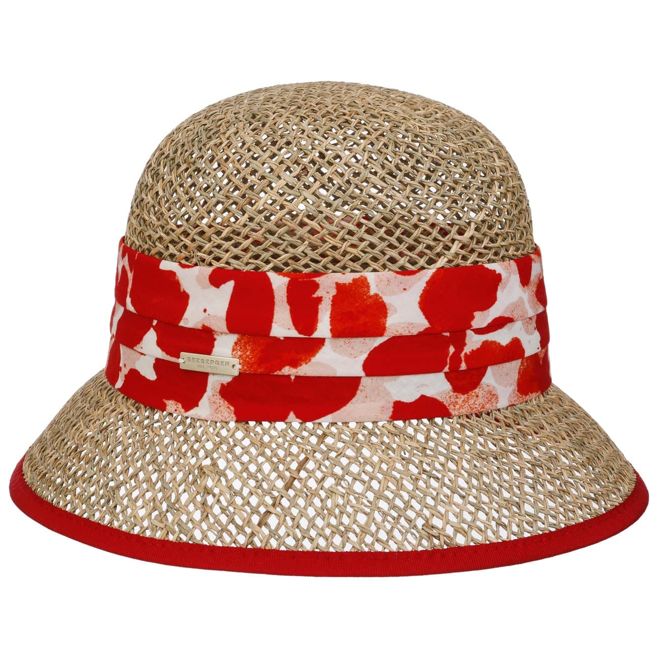 Seeberger Selvona Seagrass Hat Women - Cloche Straw Sun Summer Spring-Summer - One Size red